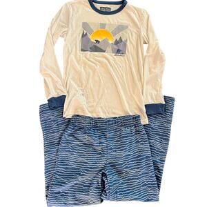 Eddie Bauer outdoor sunrise blue white boys 10/12 pajama set fleece pants sleep